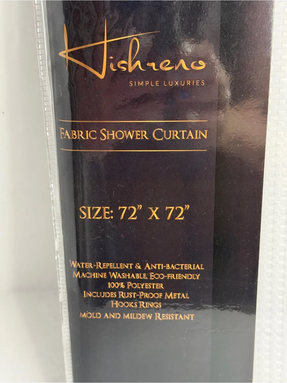 Vishreno Simple Luxuries White Fabric Shower Curtain 72x72 w/ Metal Hooks NEW